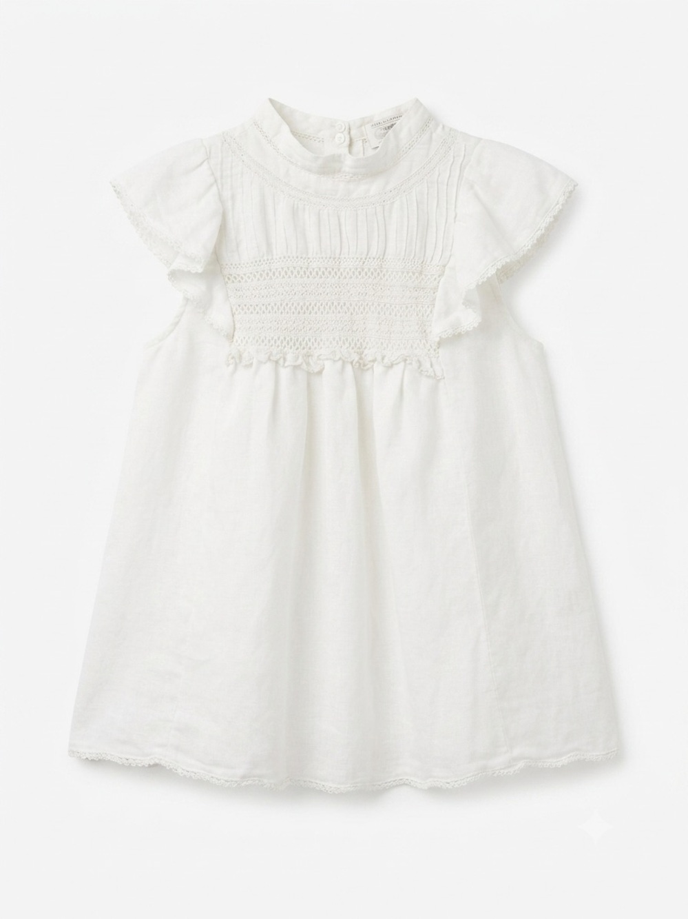 Zara Cottagecore White Cotton Linen Embroidered Feminine Ruffled Peasant Top M